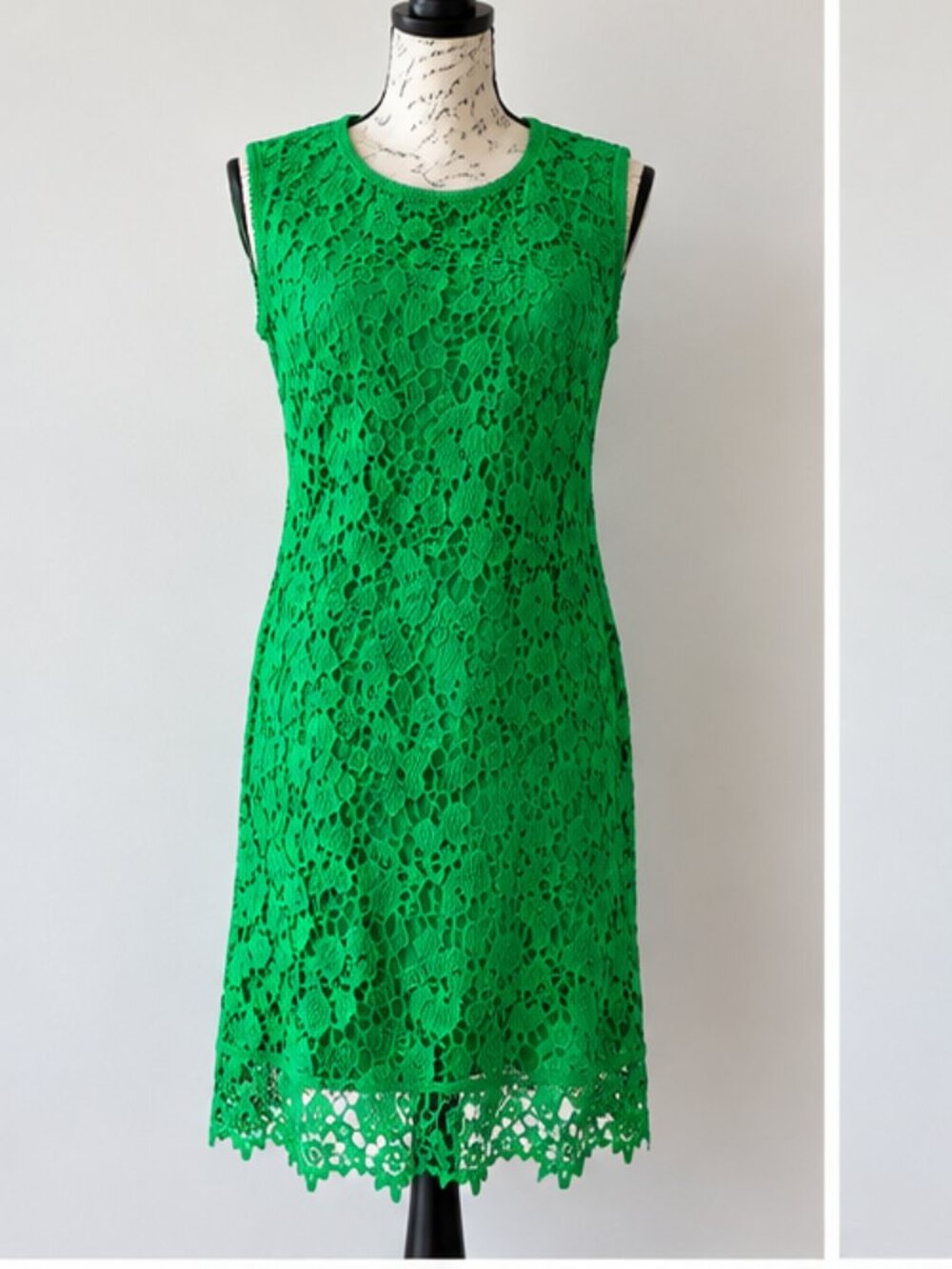 NWOT Nina Leonard Emerald Green Floral Crochet Lace Dress Size S